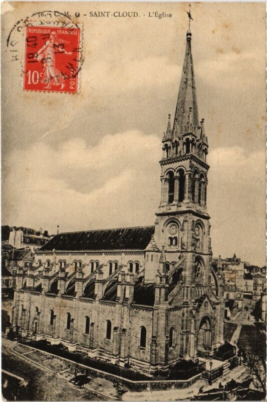 Carte postale ancienne Saint Cloud Eglise à Saint-Cloud