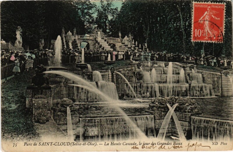 Carte postale ancienne Saint Cloud La Haute Cascade le jour des Grandes Eaux à Saint-Cloud