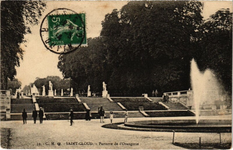 Carte postale ancienne Saint Cloud Parterre de l'Orangerie à Saint-Cloud