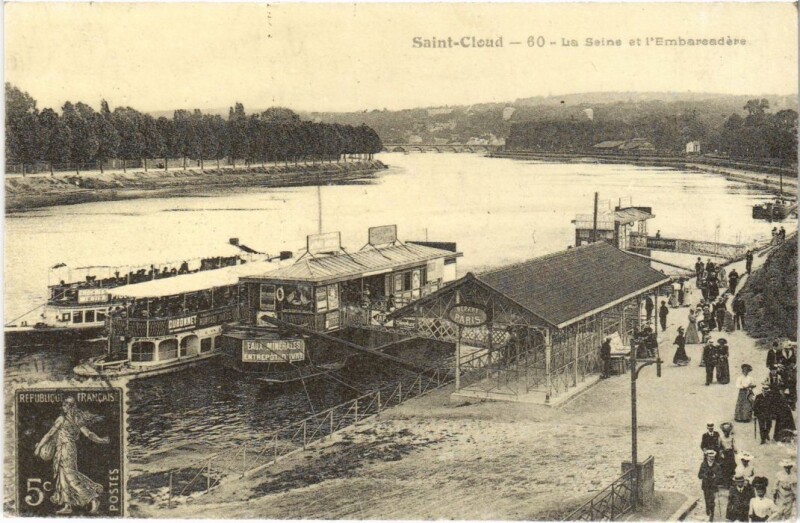 Carte postale ancienne Saint Cloud La Seine et l'Embarcadere à Saint-Cloud