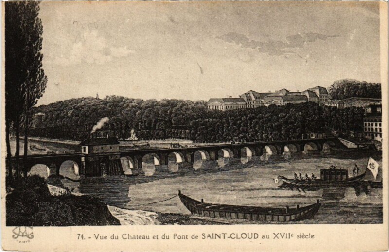Carte postale ancienne Saint Cloud vue du Chateau et du Pont à Saint-Cloud