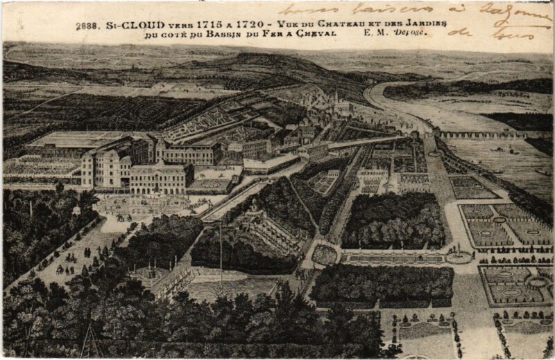Carte postale ancienne Saint Cloud vue du Chateau et des Jardins à Saint-Cloud