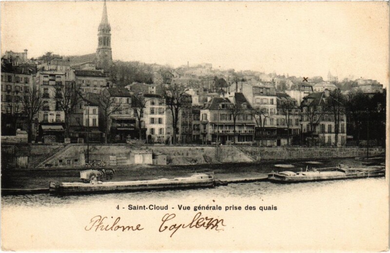 Carte postale ancienne Saint Cloud vue generale prise des quais à Saint-Cloud