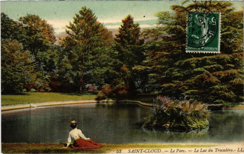 Carte postale ancienne Saint Cloud Le Lac du Trocadero à Saint-Cloud