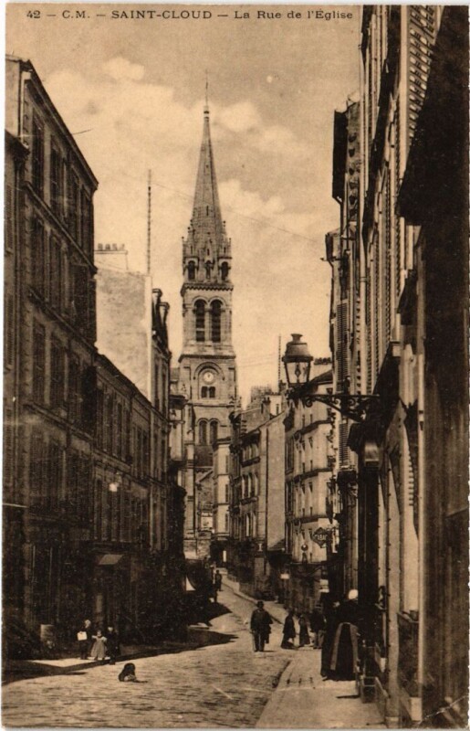 Carte postale ancienne Saint Cloud Rue de l'Eglise à Saint-Cloud