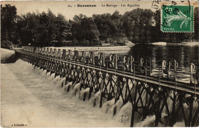 Carte postale ancienne Suresnes Le Barrage Les Aiguilles à Suresnes