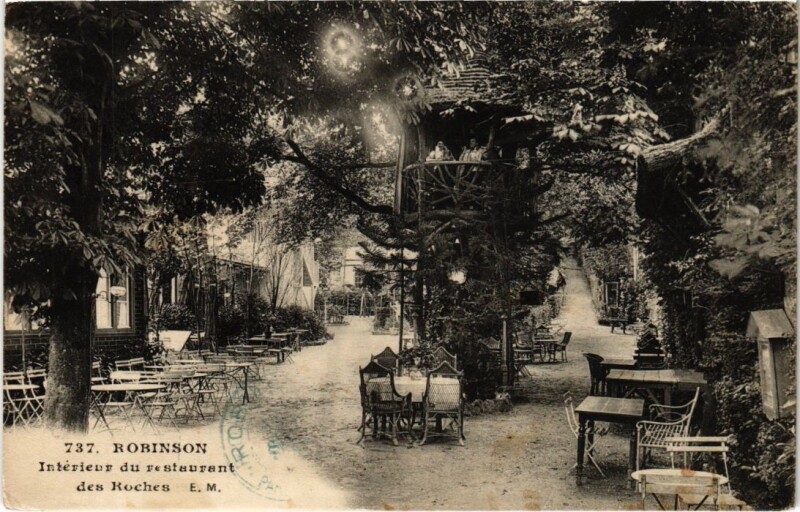 Carte postale ancienne Robinson Interieur du Restaurant des Roches