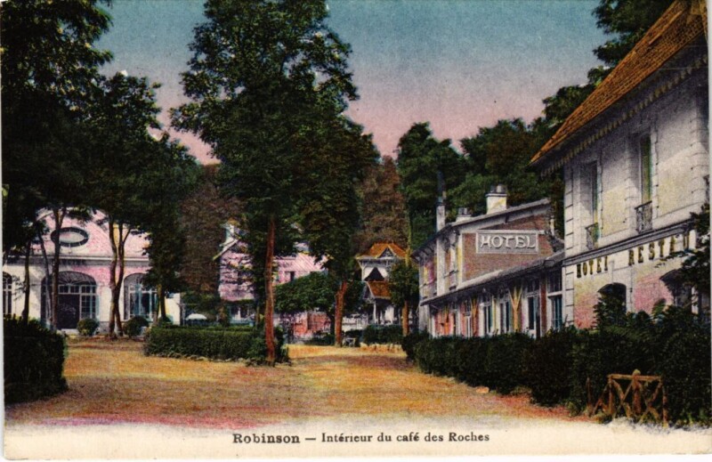 Carte postale ancienne Robinson Interieur du cafe des Roches