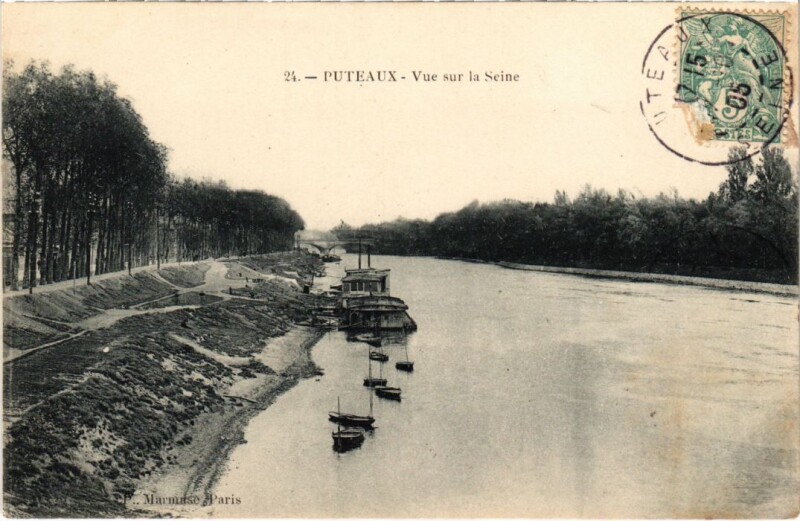 Carte postale ancienne Puteaux vue sur la Seine à Puteaux
