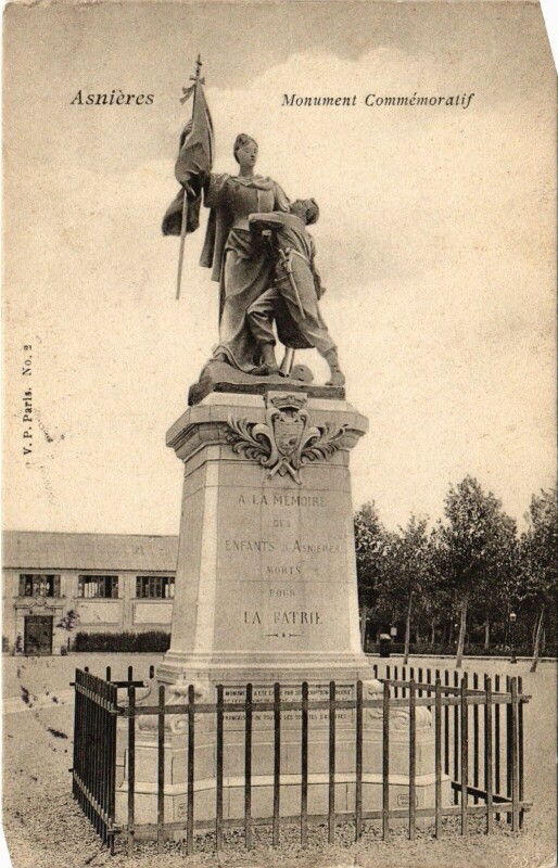 Carte postale ancienne Asnieres Monument Commemoratif