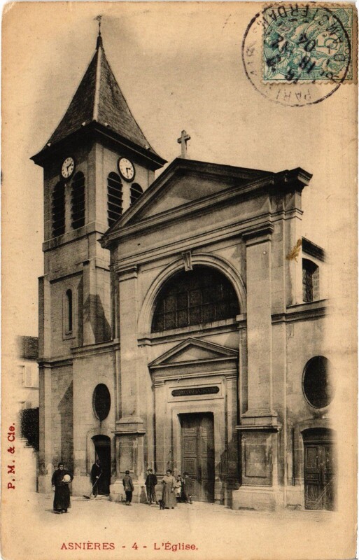 Carte postale ancienne Asnieres Eglise
