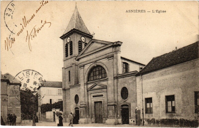 Carte postale ancienne Asnieres Eglise