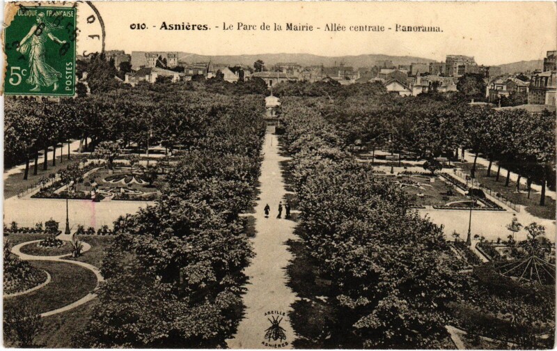 Carte postale ancienne Asnieres Le Parc de la Mairie