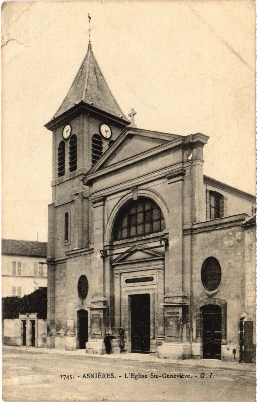 Carte postale ancienne Asnieres Eglise Sainte-Genevieve