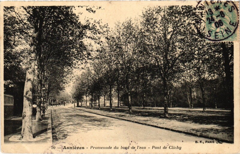 Carte postale ancienne Asnieres Promenade du bord de l'eau à Asnières-sur-Seine
