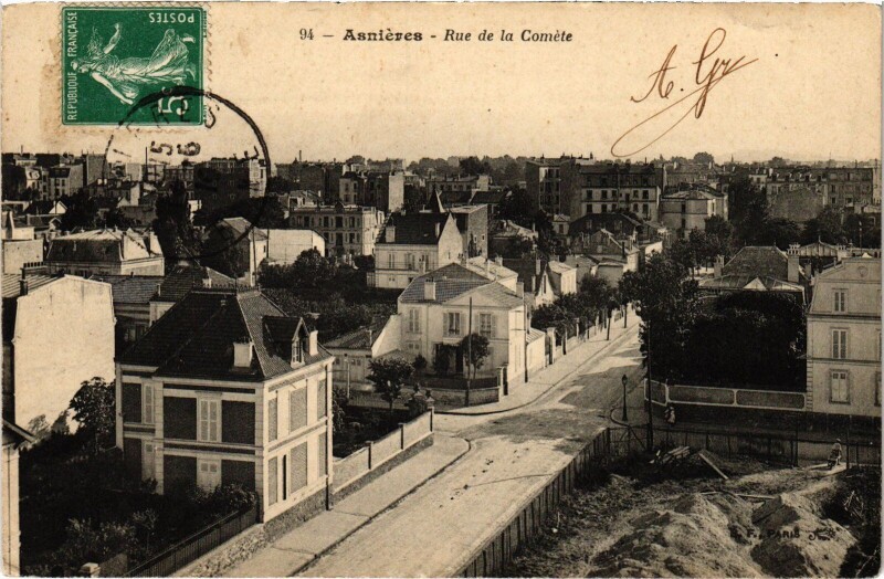 Carte postale ancienne Asnieres Rue de la Comete