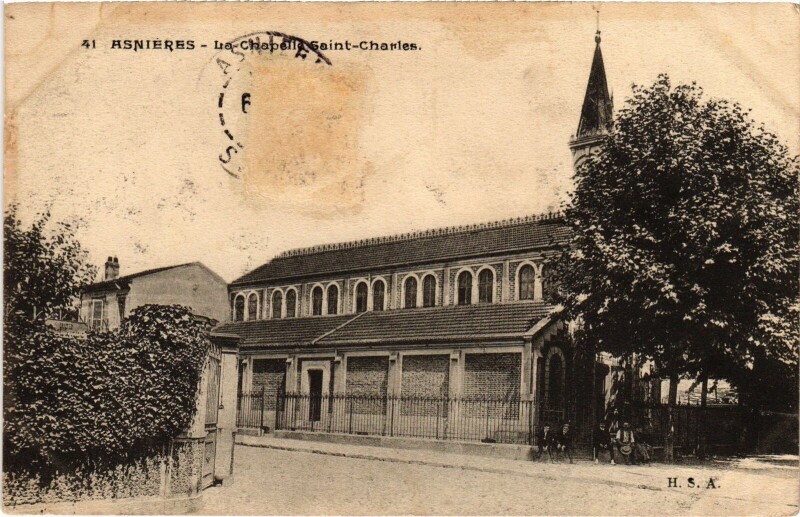 Carte postale ancienne Asnieres Chapelle Saint-Charles
