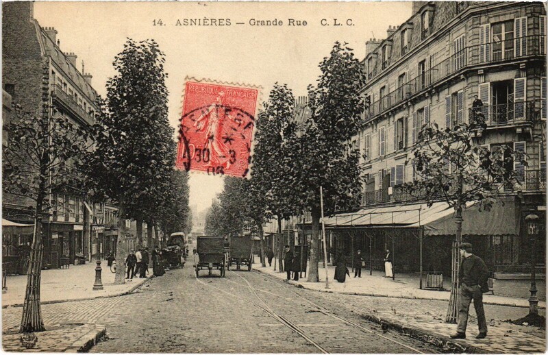 Carte postale ancienne Asnieres Grande Rue