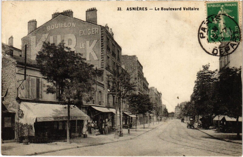 Carte postale ancienne Asnieres Boulevard Voltaire