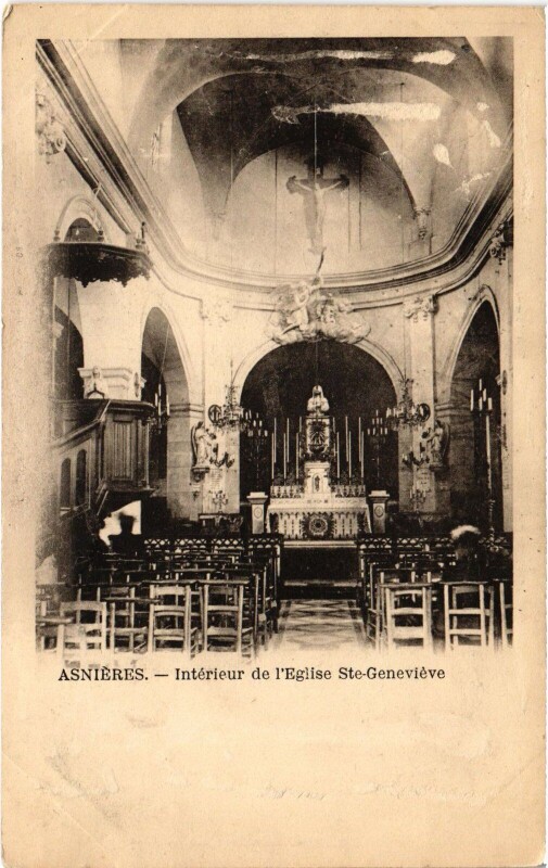 Carte postale ancienne Asnieres Interieur de l'Eglise Sainte-Genevieve