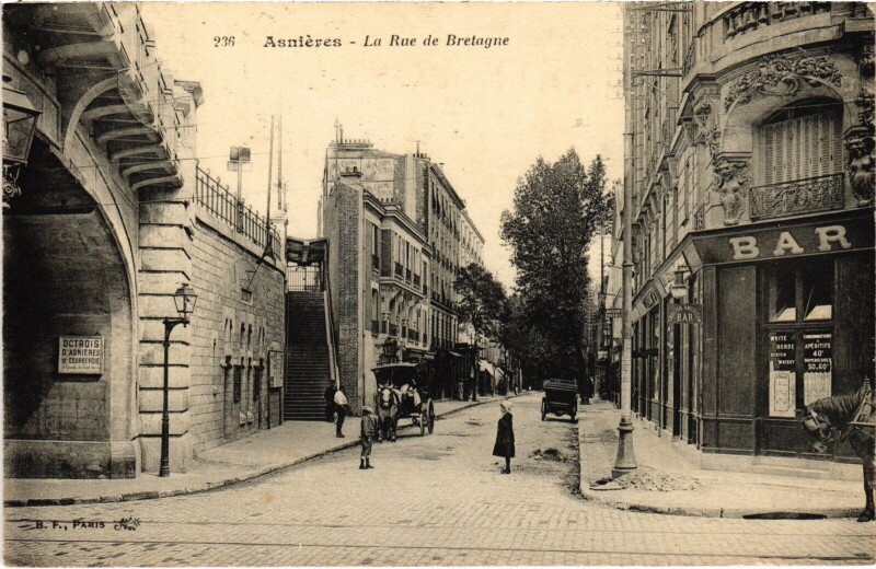 Carte postale ancienne Asnieres Rue de Bretagne