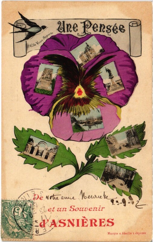 Carte postale ancienne Asnieres souvenir