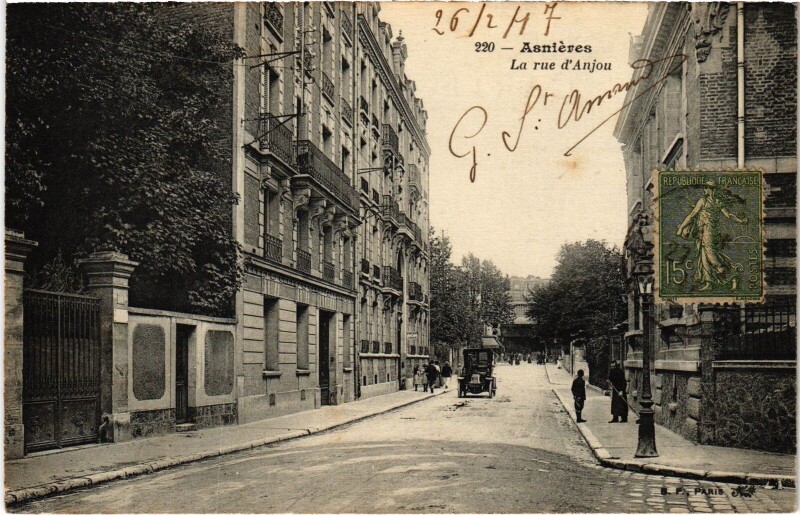 Carte postale ancienne Asnieres Rue d'Anjou