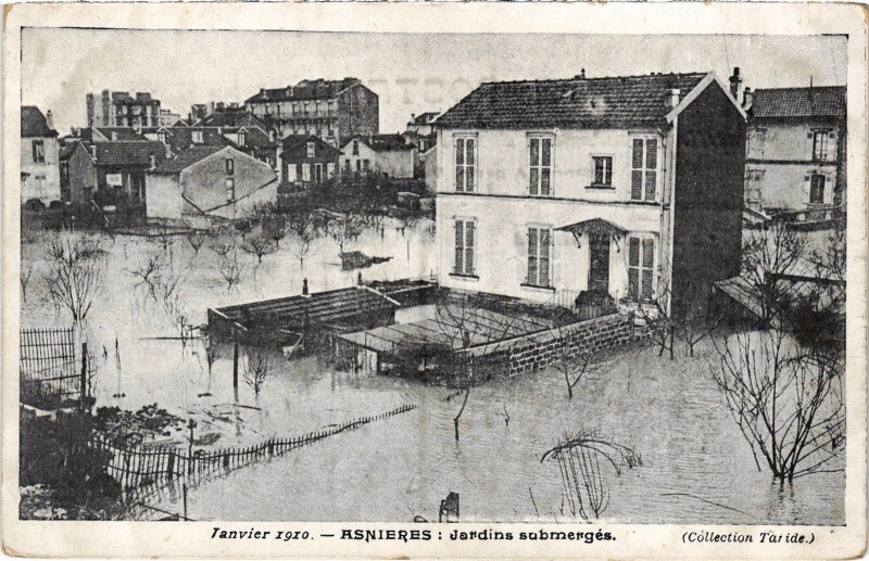 Carte postale ancienne Asnieres Jardins submerges