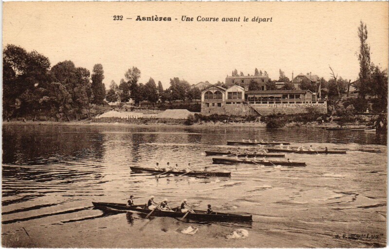 Carte postale ancienne Asnieres Une course avant le depart