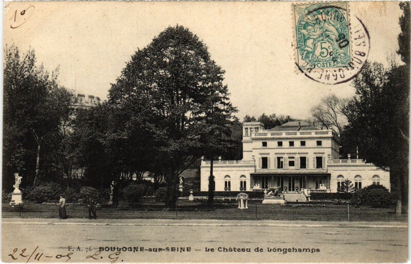 Carte postale ancienne Boulogne Chateau de Longchamps
