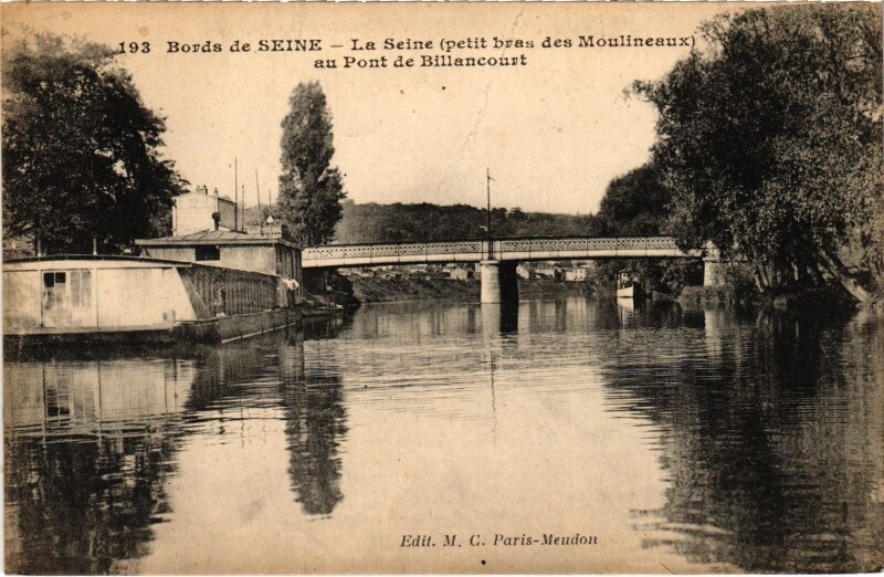 Carte postale ancienne Boulogne La Seine et le Pont de Billancourt