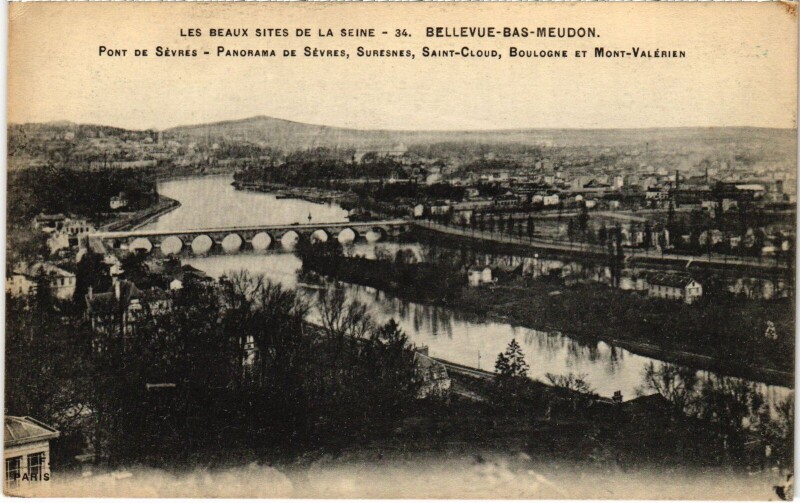 Carte postale ancienne Boulogne Pont de Sevres panorama