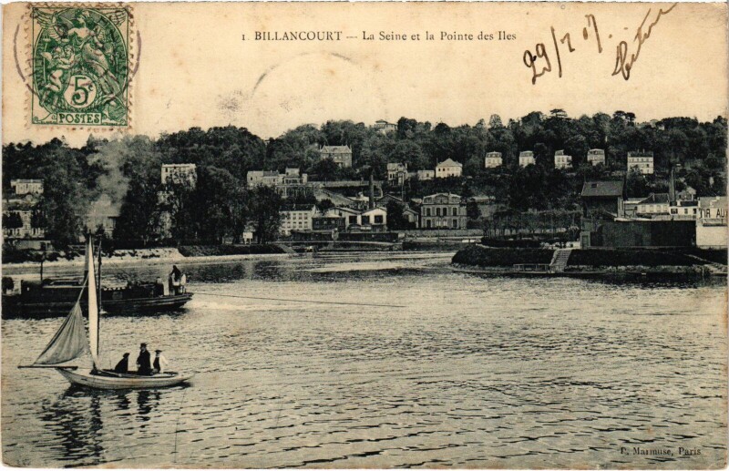 Carte postale ancienne Boulogne La Seine et la Pointe des Iles