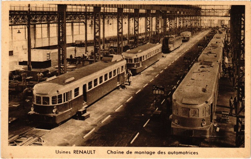 Carte postale ancienne Boulogne Usines Renault Chaine de montagne des automotrices