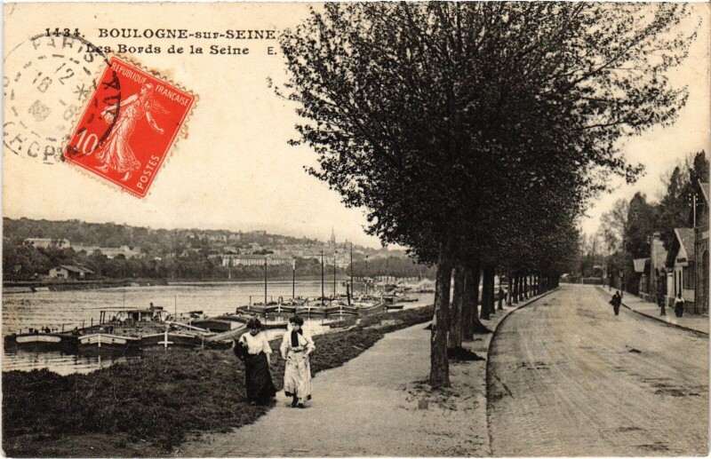 Carte postale ancienne Boulogne Les Bords de la Seine