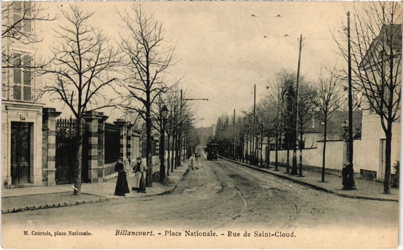 Carte postale ancienne Boulogne Place Nationale Rue de Saint-Cloud à Saint-Cloud