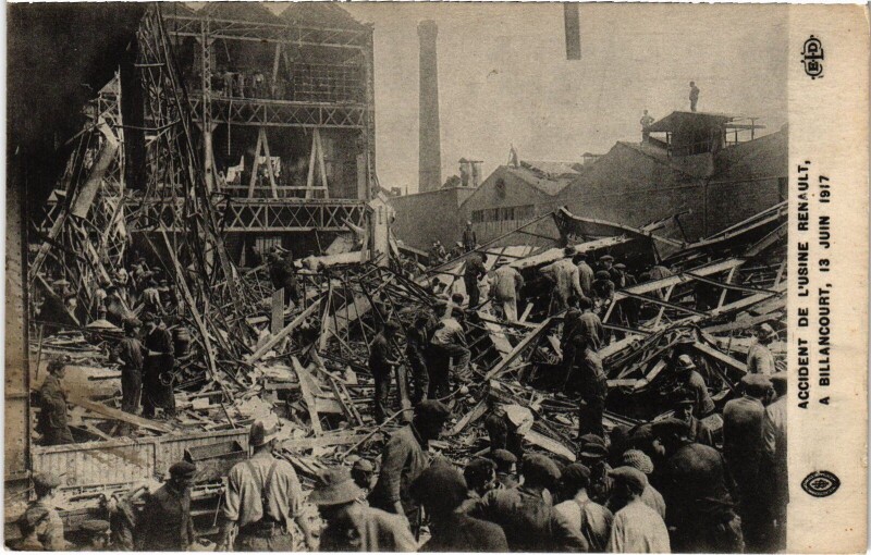 Carte postale ancienne Boulogne Accident de l'Usines Renault