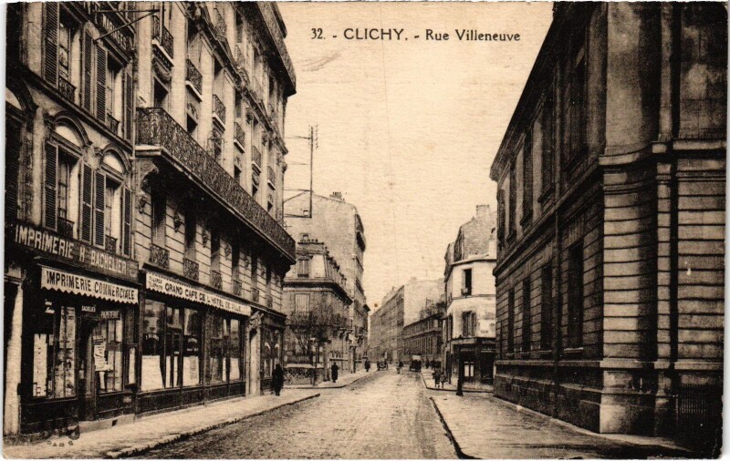 Carte postale ancienne Rue Villeneuve à Clichy