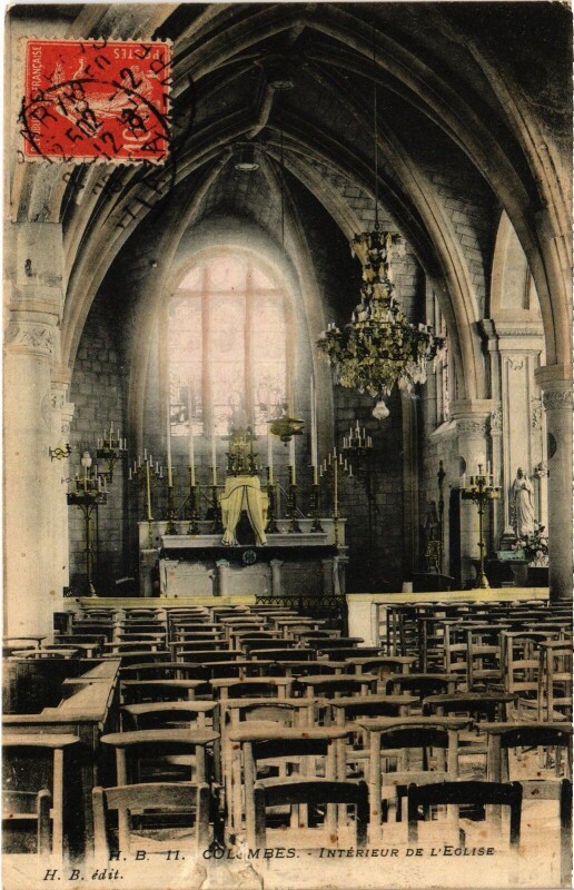 Carte postale ancienne Colombes Interieur de l'Eglise à Colombes