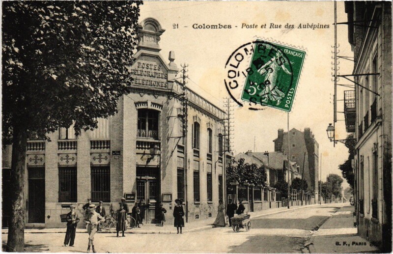 Carte postale ancienne Colombes Pont et Rue des Aubepines à Colombes