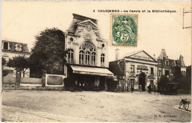 Carte postale ancienne Colombes Le Cercle et la Bibliotheque à Colombes