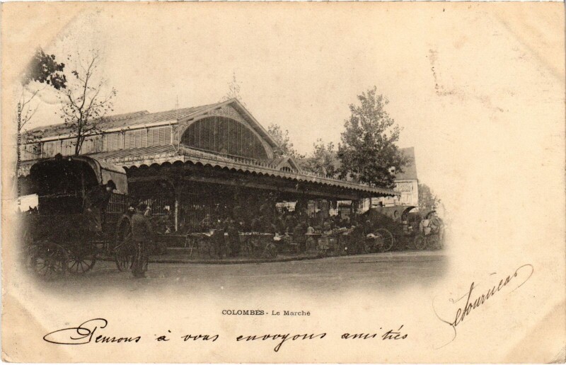 Carte postale ancienne Colombes Le Marche à Colombes