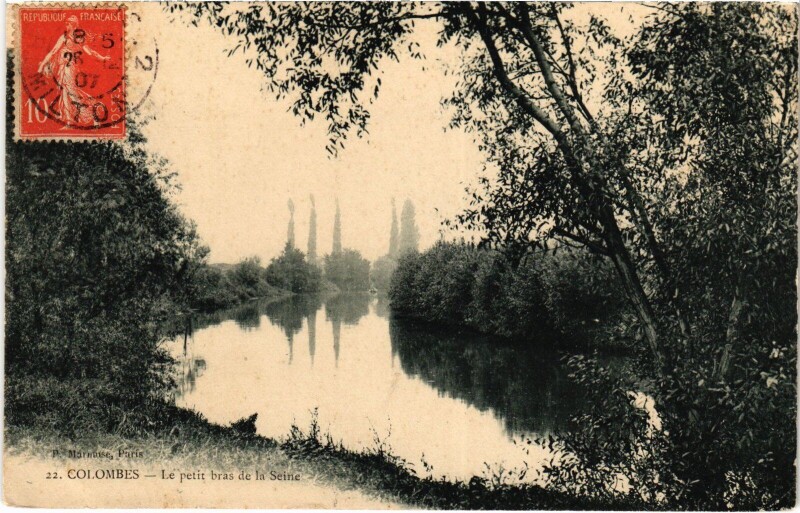 Carte postale ancienne Colombes Le petit bras de la Seine à Colombes