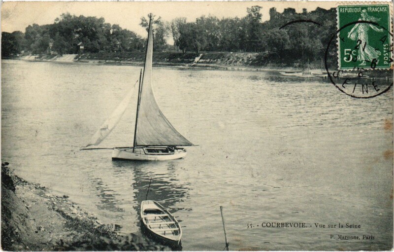 Carte postale ancienne Courbevoie vue sur la Seine à Courbevoie