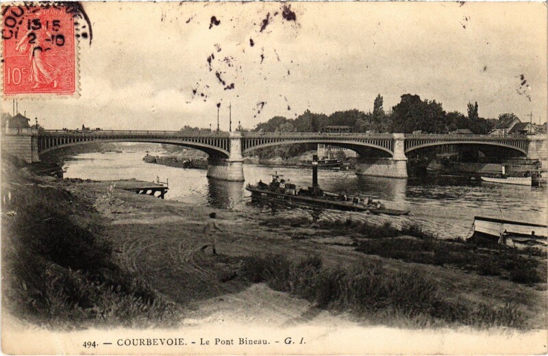 Carte postale ancienne Courbevoie Le Pont Bineau à Courbevoie