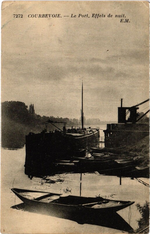Carte postale ancienne Courbevoie Le Port Effets de nuit à Courbevoie