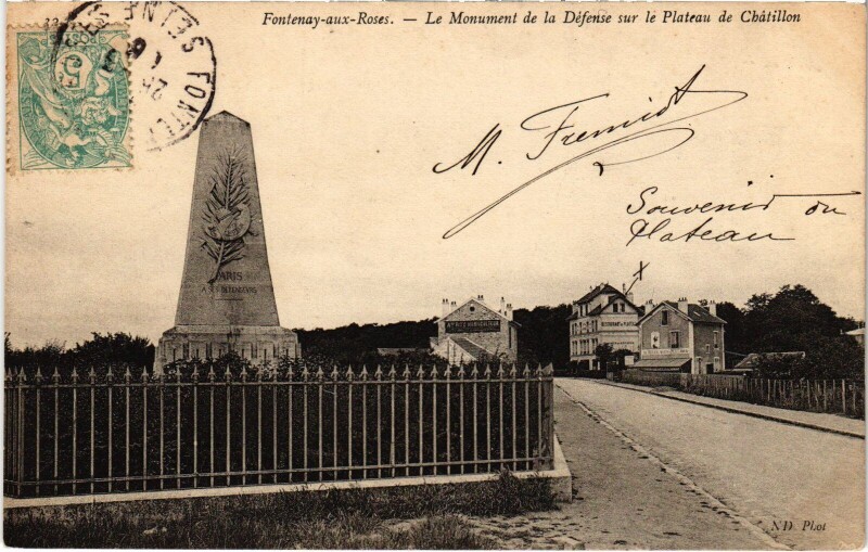 Carte postale ancienne Fontenay aux Roses Monument de la Defense à Fontenay-aux-Roses