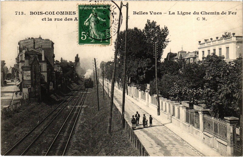 Carte postale ancienne Colombes La Ligne du Chemin de Fer à Colombes