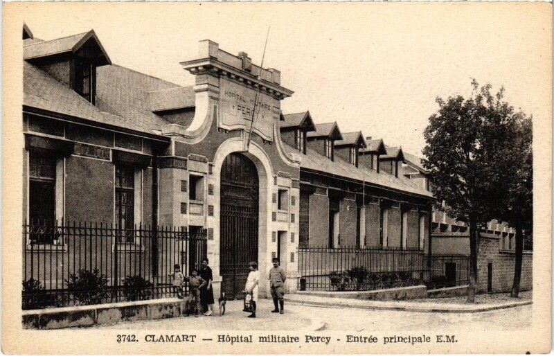 Carte postale ancienne Clamart Hopital militaire Percy Entree principale à Clamart