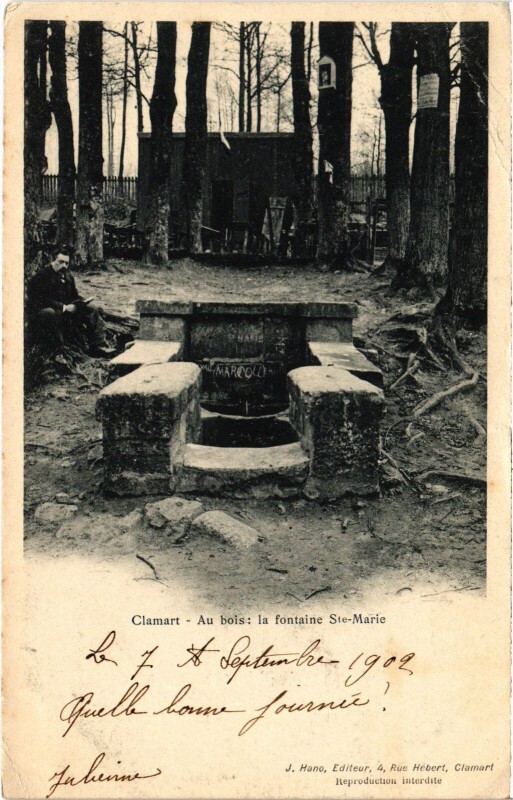 Carte postale ancienne Clamart la fontaine Sainte-Marie à Clamart